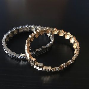 ***SALE*** Silver and gold tone chevron bracelets
